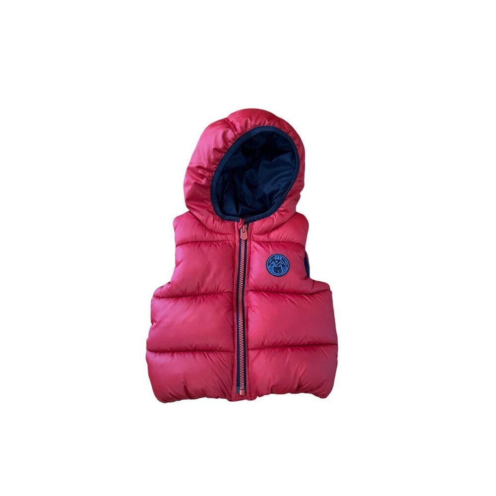 Baby GAP Red Puffer Vest With Hood 12-18 Months 100% Polyester Winter Wear